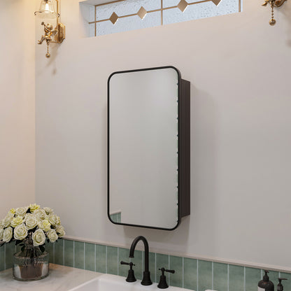 Nivorix NRFM Series Rectangular Aluminum Framed Medicine Cabinet with Mirror Matte Black 15 in. W x 24 in. H 1_730b900f-80b7-4727-a516-e5210bb34dc3