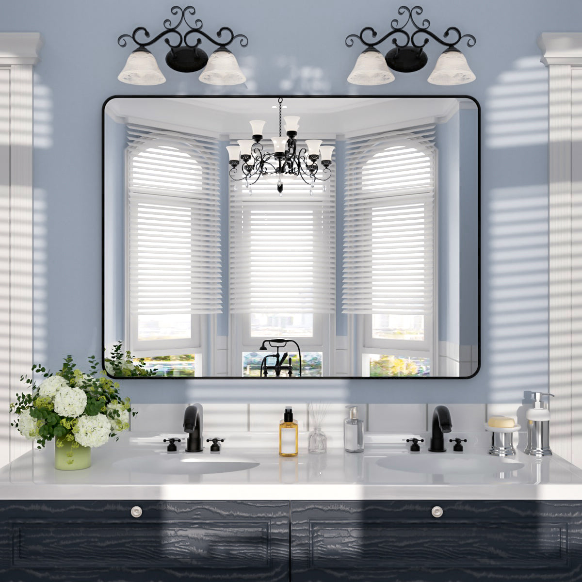 Nivorix NRSM Series Tempered Glass Brushed Nickel Rectangular Framed Wall Bathroom Vanity Mirror Matte Black 48 in. W x 36 in. H 1_87be145e-9665-4f23-ad96-919a6377d7a0