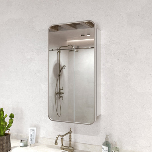 15 in. W. x 24 in. H Rectangular Framed Recessed/Surface Mount Medicine Cabinet with Mirror in Brushed Nickel