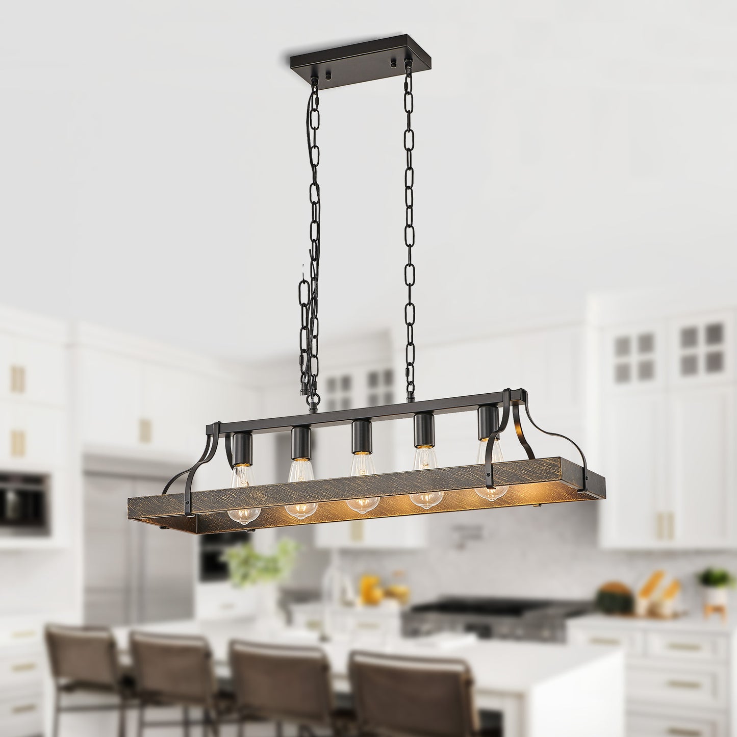 Taimei Olla 34 in. 5-Light Modern Farmhouse Chandelier Light