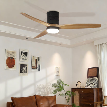 Taimei Ryme 52 in. Flush Mount Ceiling Fan with Light and Remote, DC Motor, Reversible Black Oak 1_9152c819-5d19-46fa-ac50-4708f6d270bc