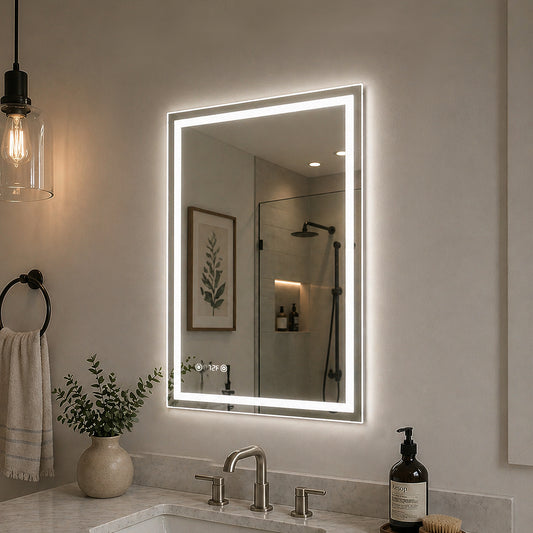 Twilight Rectangular Frameless LED Light Dimmable Anti-Fog Wall Bathroom Vanity Mirror
