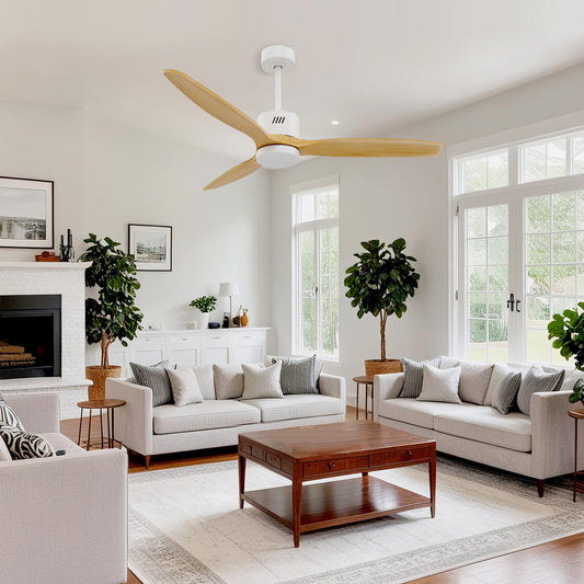 Taimei Glio 52 in. Downrod Standard Ceiling Fan with Integrated LED with Remote Included DC Motor Reversible White Oak 1_9ba74dfa-be7c-42ec-9caa-13d5a4c37a52
