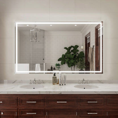 Niveal LMD Series Rectangular Frameless LED Wall Bathroom Vanity Mirror in Silver