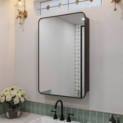 Nivorix NRFM Series Rectangular Aluminum Framed Medicine Cabinet with Mirror Matte Black 23 in. W x 30 in. H 1_9d665caa-56f6-49aa-a24e-bfc51fb1eebf
