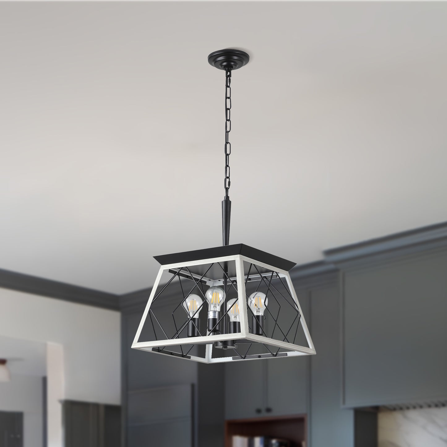 Taimei Vesper 16 in. 4-Light & Rustica 5-Light Farmhouse Industrial Chandelier Light White Oak 16 inch 1_9e62f922-b533-465d-bb96-a43d36490c84