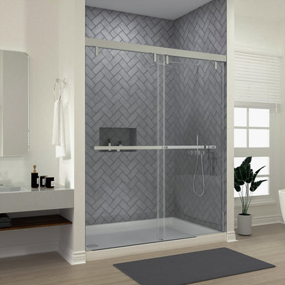 Niveal Koln 60 in. W x 72 in. H Sliding Semi-Frameless Shower Door with Clear Glass Chrome 1_9f530c3f-3abd-4aba-a4f7-b1d38323cb18