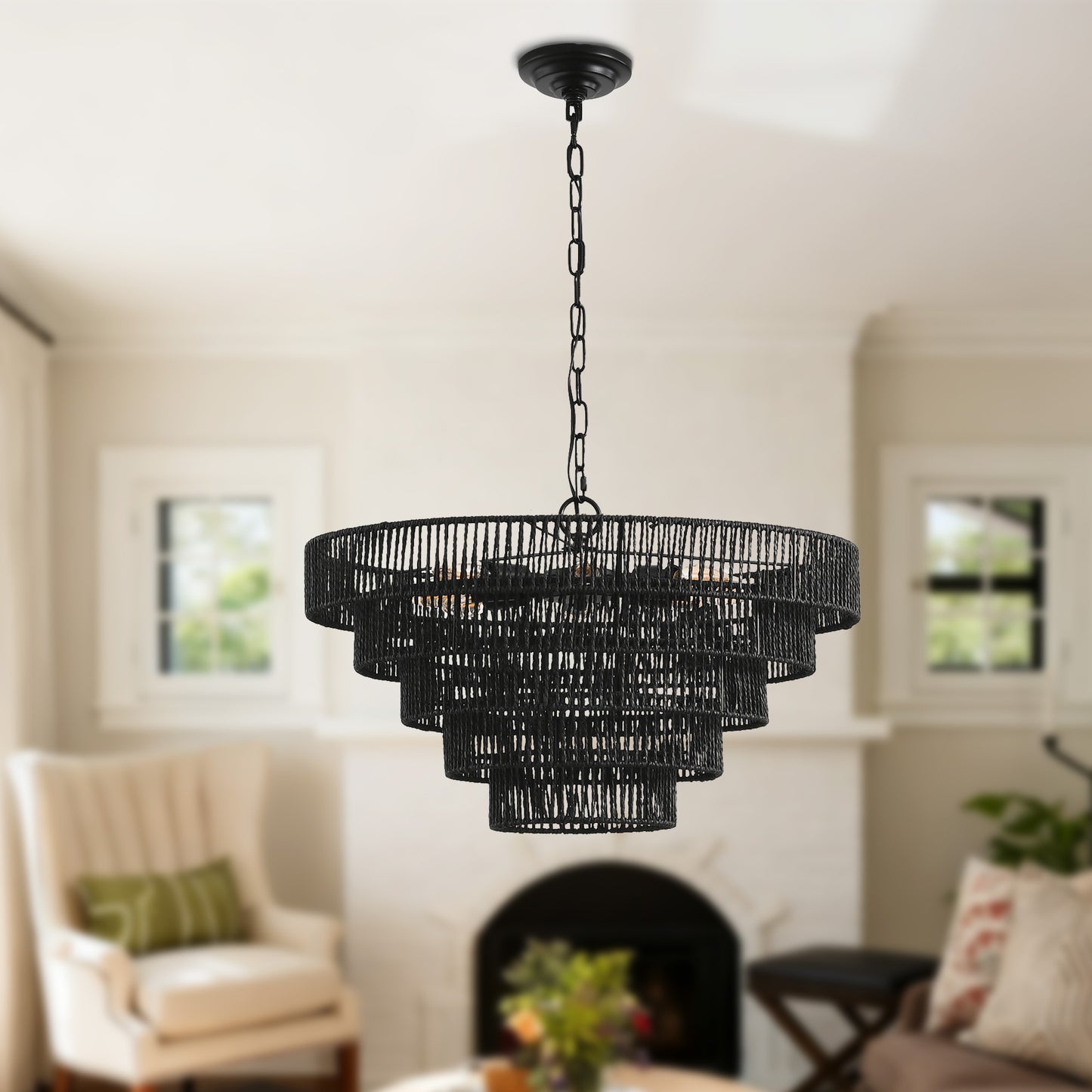 Taimei Vitra E12 Hemp Rope Boho Pendant Chandelier Black Iron 24 inch 1_a1aaa645-2d31-4aa5-993f-917421a2b042