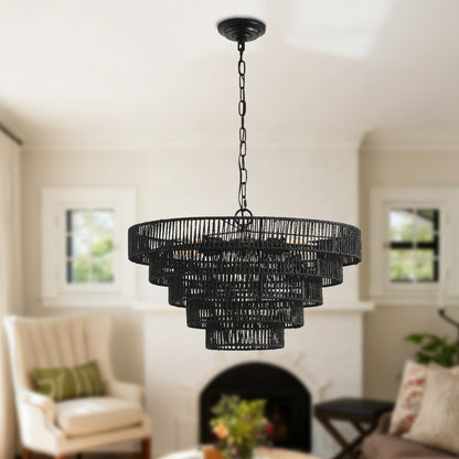 Taimei Vitra E12 Hemp Rope Boho Pendant Chandelier Black Iron 24 inch 1_a1aaa645-2d31-4aa5-993f-917421a2b042
