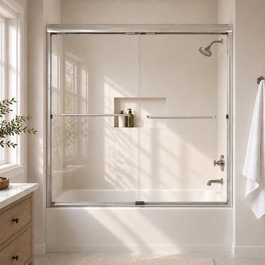 Sivilian 56 in. W x 60 in. H Sliding Bath Tub Door in Semi Frameless with Clear Glass Chrome 1_a33b5486-7a96-447a-9d34-50eeb501f435