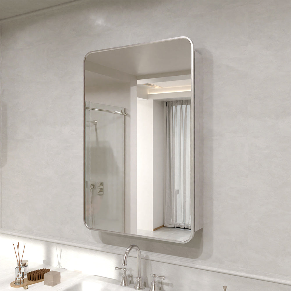 Verve Frameless Recessed or Surface-Mount Rectangular Aluminum Medicine Cabinet with Mirror in Brushed Nickel 23*30 1_a7800f8c-4eef-42fb-93ea-9b2bc642238d