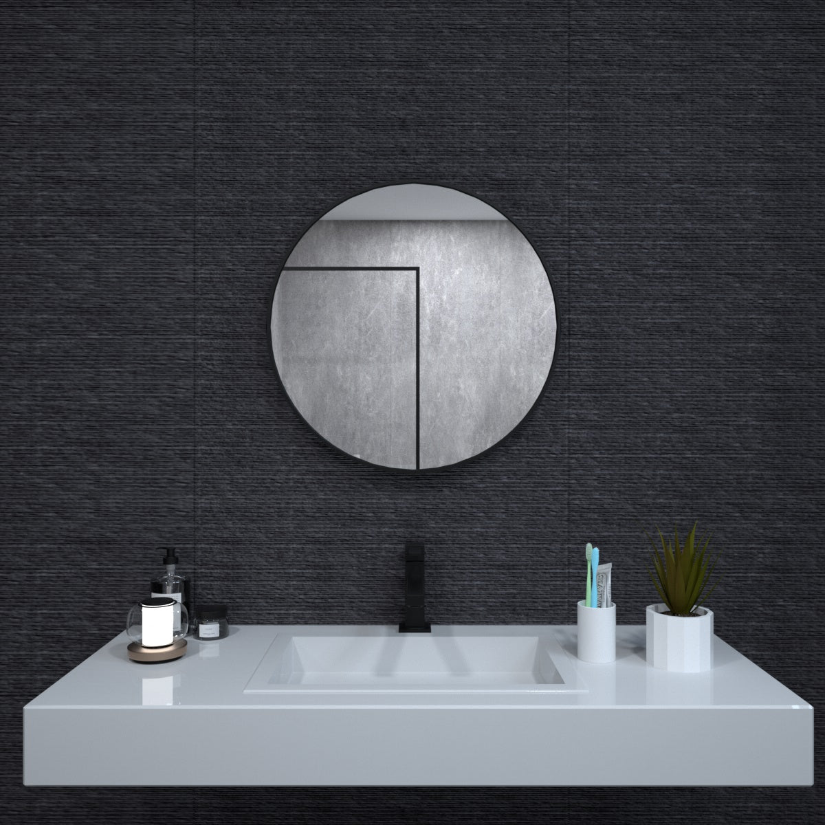 Niveal RM Series Round Framed Wall Bathroom Vanity Mirror 24 in. W x 24 in. H 1_a842d2d1-abdb-4ab6-a79f-efe5f6b9dd9c