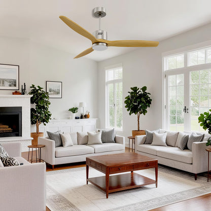 Taimei Glio 52 in. Downrod Standard Ceiling Fan with Integrated LED with Remote Included DC Motor Reversible Brushed Nickel & Oak 1_a9d69f1b-03b0-49d2-87a3-995d5b516db1
