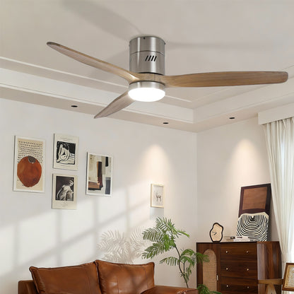 Taimei Ryme 52 in. Flush Mount Standard Ceiling Fan with Integrated LED with Remote Included DC Motor Brushed Nickel & Light Oak 1_ae4e4498-4b78-4957-af3c-7859d5f0600d