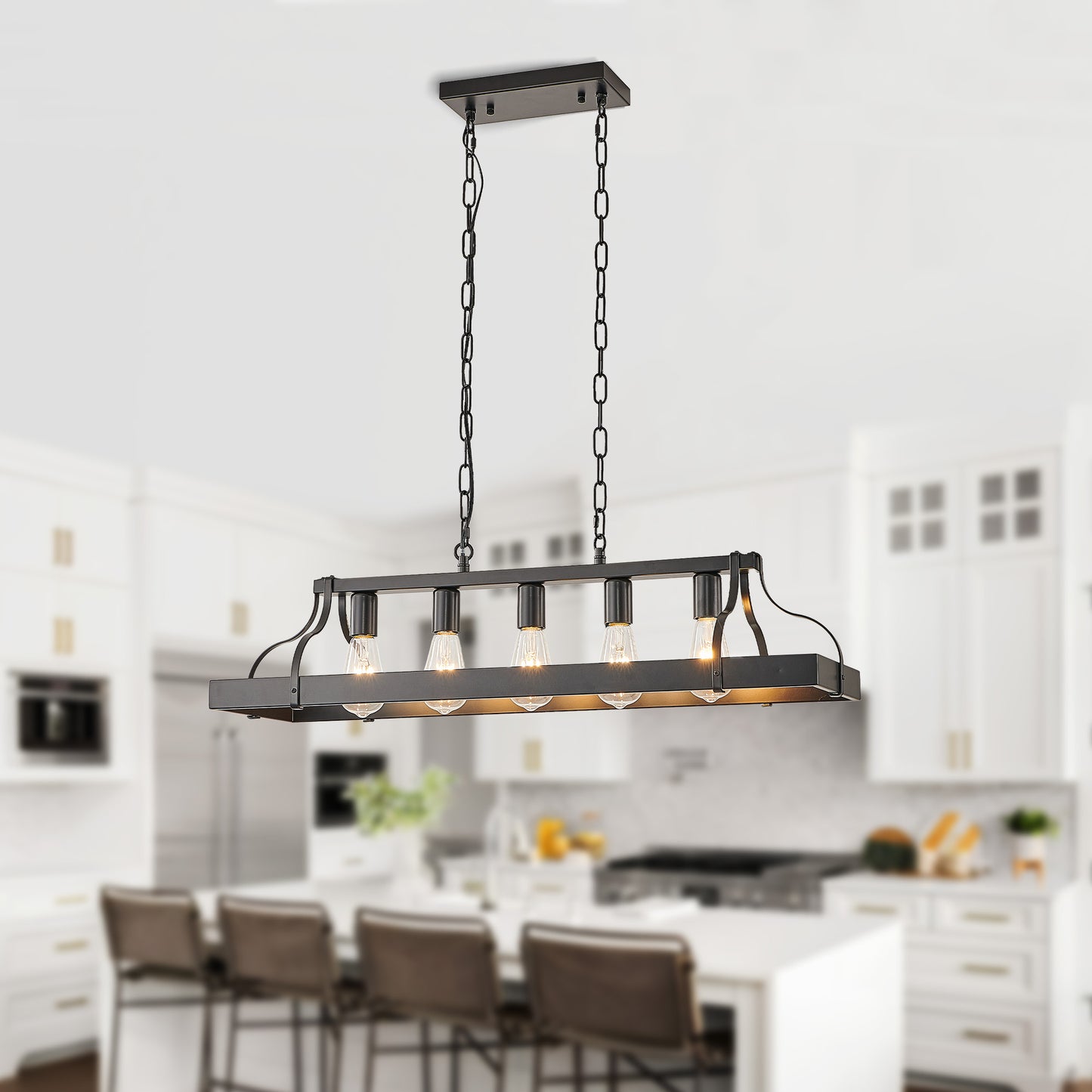 Taimei Olla 34 in. 5-Light Modern Farmhouse Chandelier Light