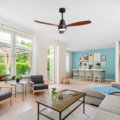 Taimei Selen 52 in. Downrod Standard Ceiling Fan with Integrated LED with Remote Included 3-Blade Reversible