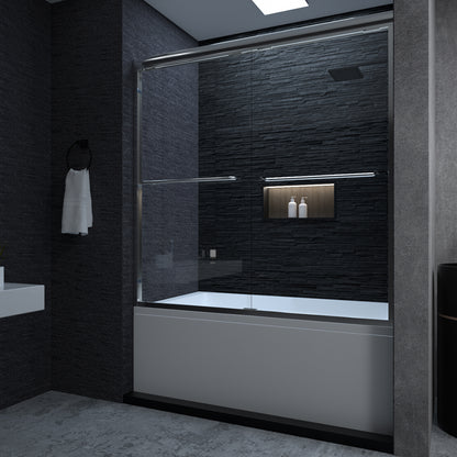 Niveal Ruhr 60 in. W x 56 in. H Sliding Semi Frameless Tub Door with Clear Glass Silver 1_b71ff144-f90c-4cb9-8eb3-249ccb842ff6