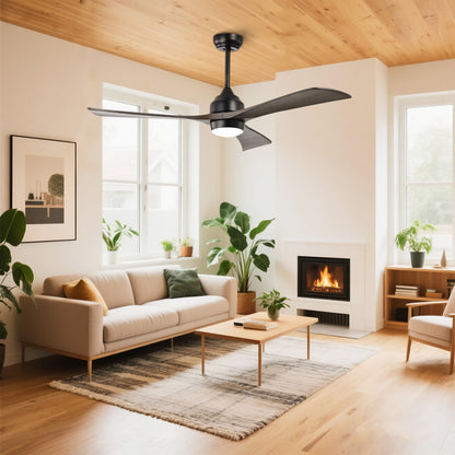 Taimei Helio 52 in. Downrod Modern Ceiling Fan with Dimmable LED with Remote Included DC Motor Matte Black & Dark Walnut 1_b88d0a32-84ff-427d-a3c3-7b95dea02e5d
