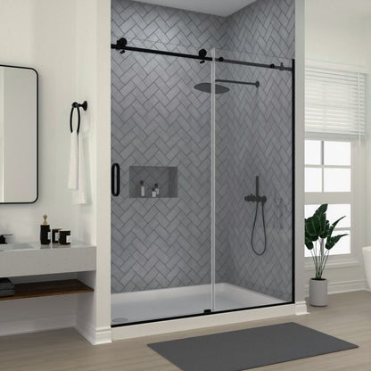 Niveal Luxe 60 in. W x 76 in. H Sliding Semi-Frameless Shower Door with Clear Glass