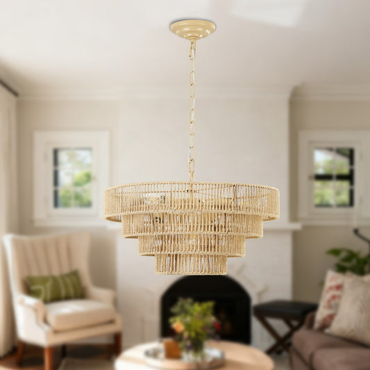 Taimei Vitra E12 Hemp Rope Boho Pendant Chandelier