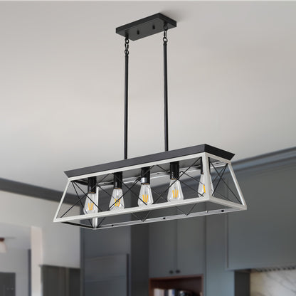 Taimei Vesper 16 in. 4-Light & Rustica 5-Light Farmhouse Industrial Chandelier Light White Oak 32 inch 1_c20a8b01-ec3c-47ff-8784-276d2eca4465