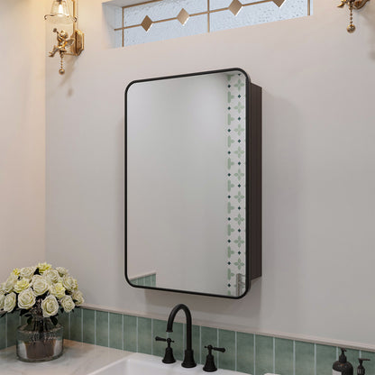 Nivorix NRFM Series Rectangular Aluminum Framed Medicine Cabinet with Mirror Matte Black 20 in. W x 26 in. H 1_c285e615-6043-49a3-a269-afed7738ce6c