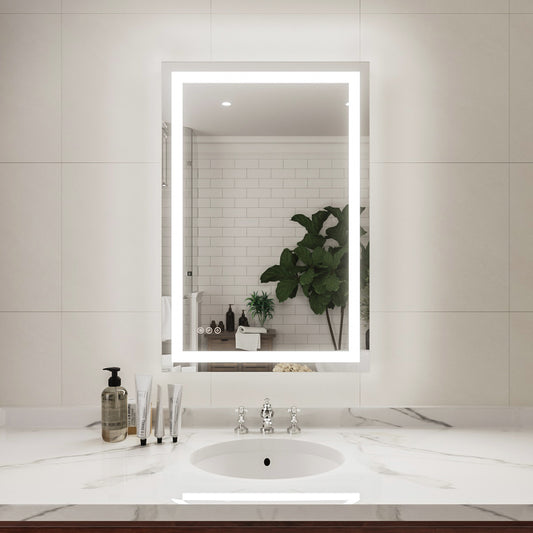 Niveal LMP Series Rectangular Frameless LED Wall Bathroom Vanity Mirror in Silver