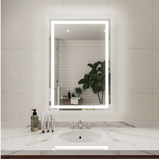 Niveal LMV Series Rectangular Frameless LED Wall Bathroom Vanity Mirror in Silver