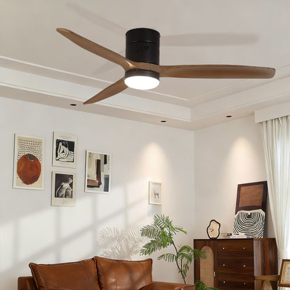 Taimei Ryme 52 in. Flush Mount Ceiling Fan with Light and Remote, DC Motor, Reversible Black Light Oak 1_c75af667-3afe-40e4-bbb4-803da2a2d15d