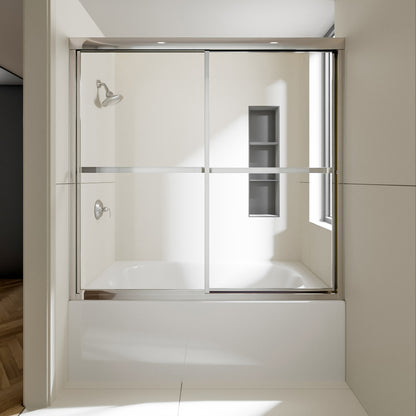 Nivorix Cleo 59 in. W x 56 in. H Sliding Framed Tub Door with Clear Tempered Glass