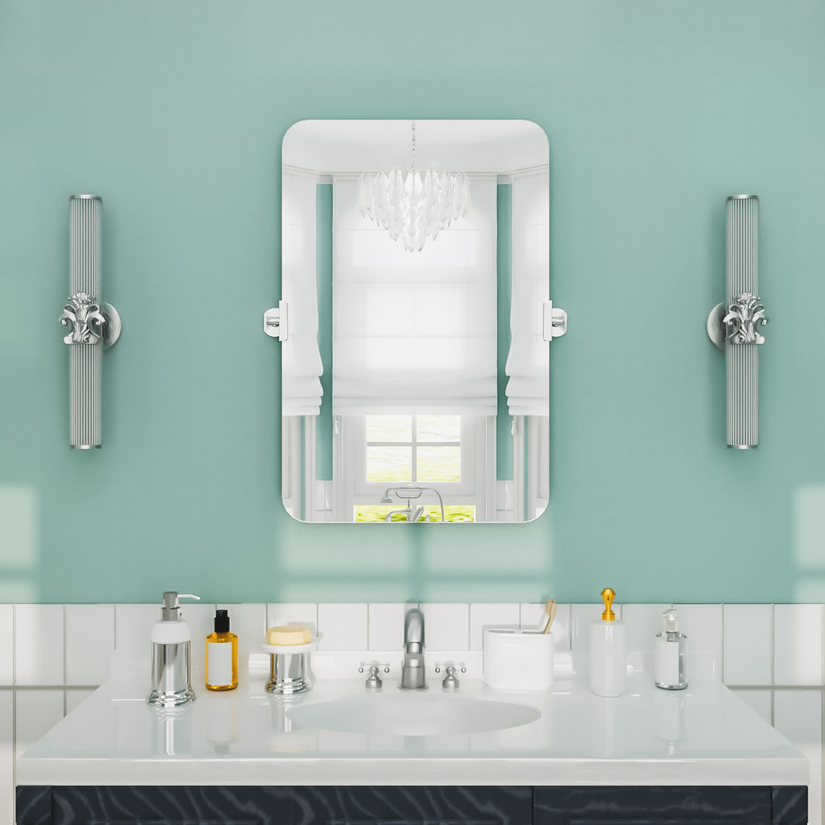 Nivorix NRKT Series Rectangular Framed Tilt Wall Bathroom Vanity Mirror Chrome 20 in. W x 30 in. H 1_cae390d0-50bd-47d3-83bd-b46b2ebde745