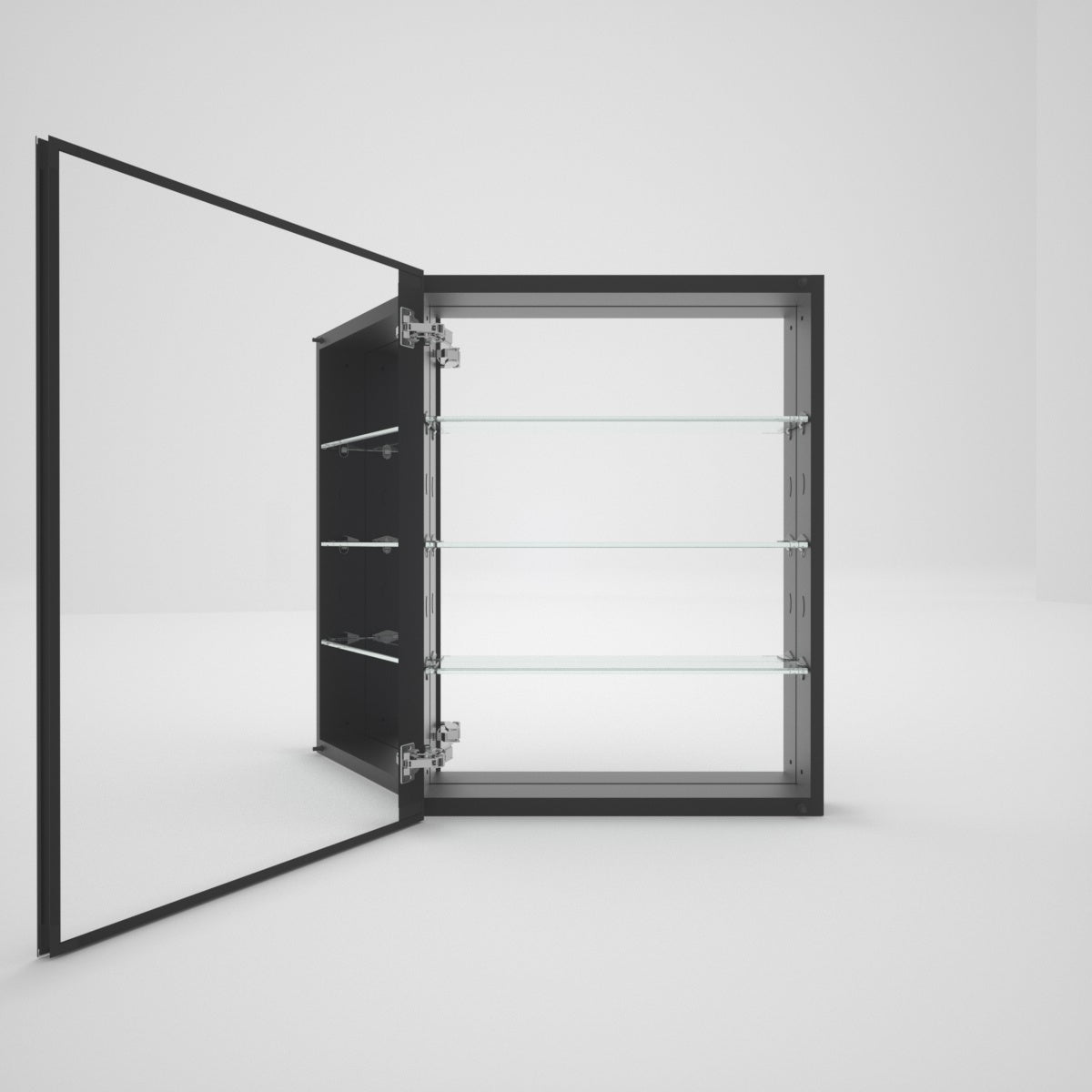 VERGE 23 in. x 30 in. Frameless Recessed or Surface-Mount Beveled Single Mirror Bathroom Medicine Cabinet Matte Black 1_cc8b06bb-b91a-4cfe-a16e-936a710b3b75