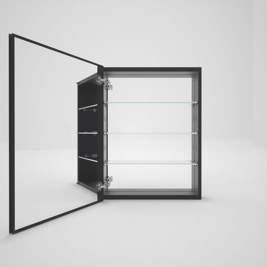 VERGE 23 in. x 30 in. Frameless Recessed or Surface-Mount Beveled Single Mirror Bathroom Medicine Cabinet Matte Black 1_cc8b06bb-b91a-4cfe-a16e-936a710b3b75