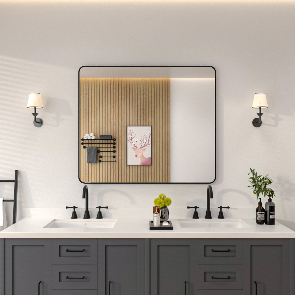 Niveal SM Series Rectangular Framed Wall Bathroom Vanity Mirror
