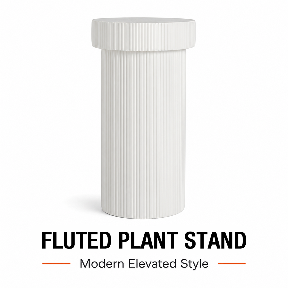 Alora 24 in. Tall White Magnesium Oxide Pedestal Plant Stand