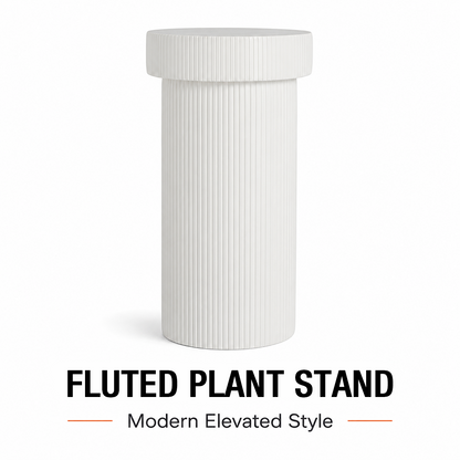 Alora 24 in. Tall White Magnesium Oxide Pedestal Plant Stand