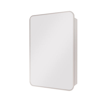 Rectangular Framed Recessed/Surface Mount Medicine Cabinet with Mirror in Brushed Nickel