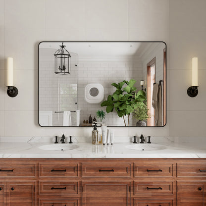 Niveal STRE Series Rectangular Framed Wall Bathroom Vanity Mirror Matte Black 54 in. W x 36 in. H 1_d1394618-4d54-4fee-a147-9062ebb8a129