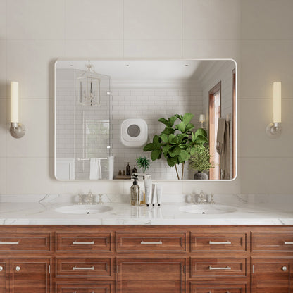 Niveal STRE Series Rectangular Framed Wall Bathroom Vanity Mirror Brushed Nickel 54 in. W x 36 in. H 1_d3bc606b-1198-440f-9b7a-580c1a6b9f36