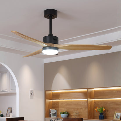 Taimei Glio 52 in. Downrod Standard Ceiling Fan with Integrated LED with Remote Included DC Motor Reversible Matte Black & Oak 1_d87a0d36-e039-471d-8510-9fd1123aab0d