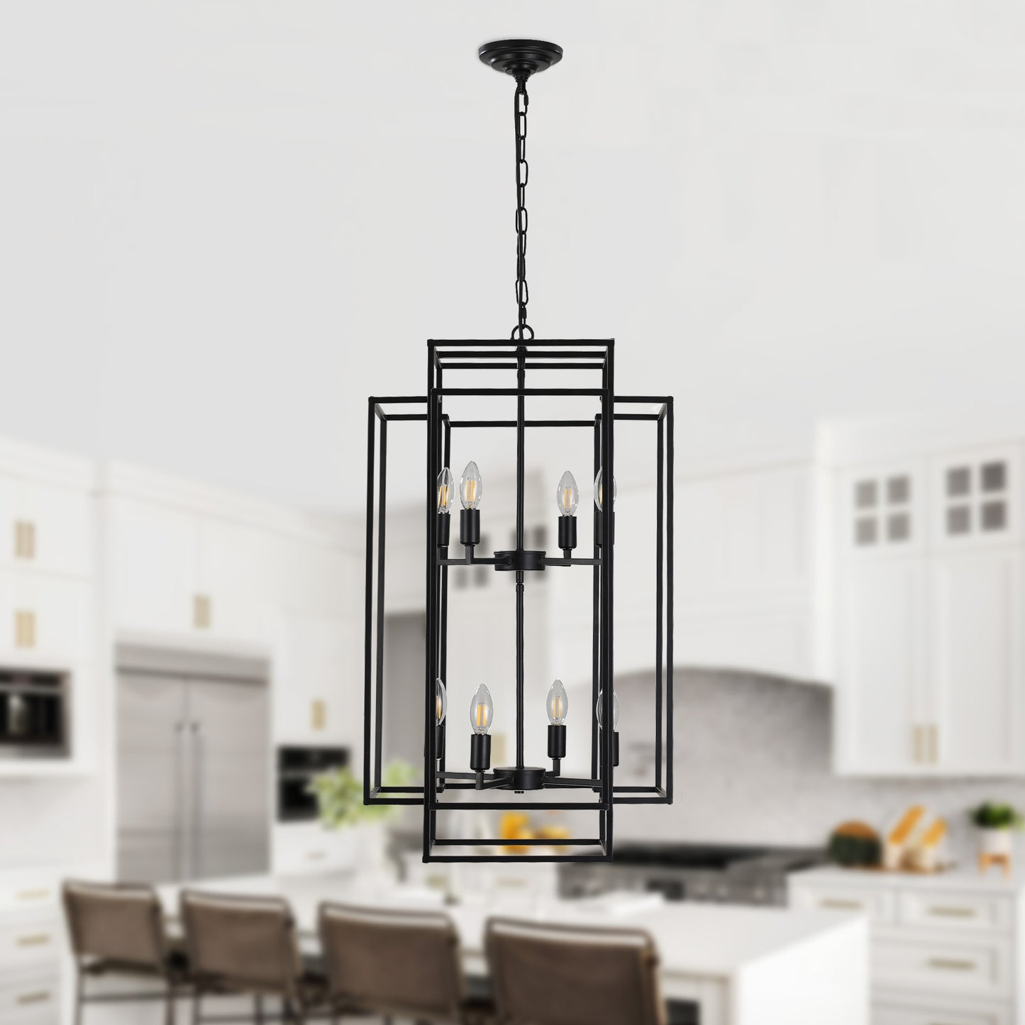 Taimei Astrale 18 in. Modern 8-Light Black Geometric Chandelier