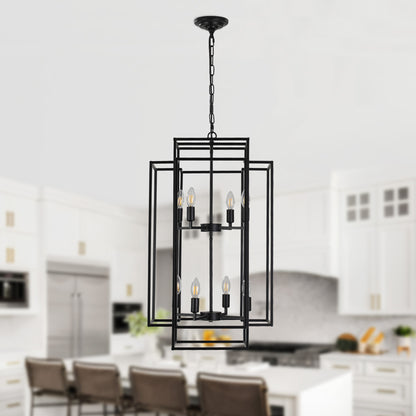 Taimei Astrale 18 in. Modern 8-Light Black Geometric Chandelier
