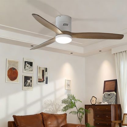 Taimei Ryme 52 in. Flush Mount Standard Ceiling Fan with Integrated LED with Remote Included DC Motor White & Light Oak 1_db981239-c4dd-4fe7-a8cc-8d71bd4e137d