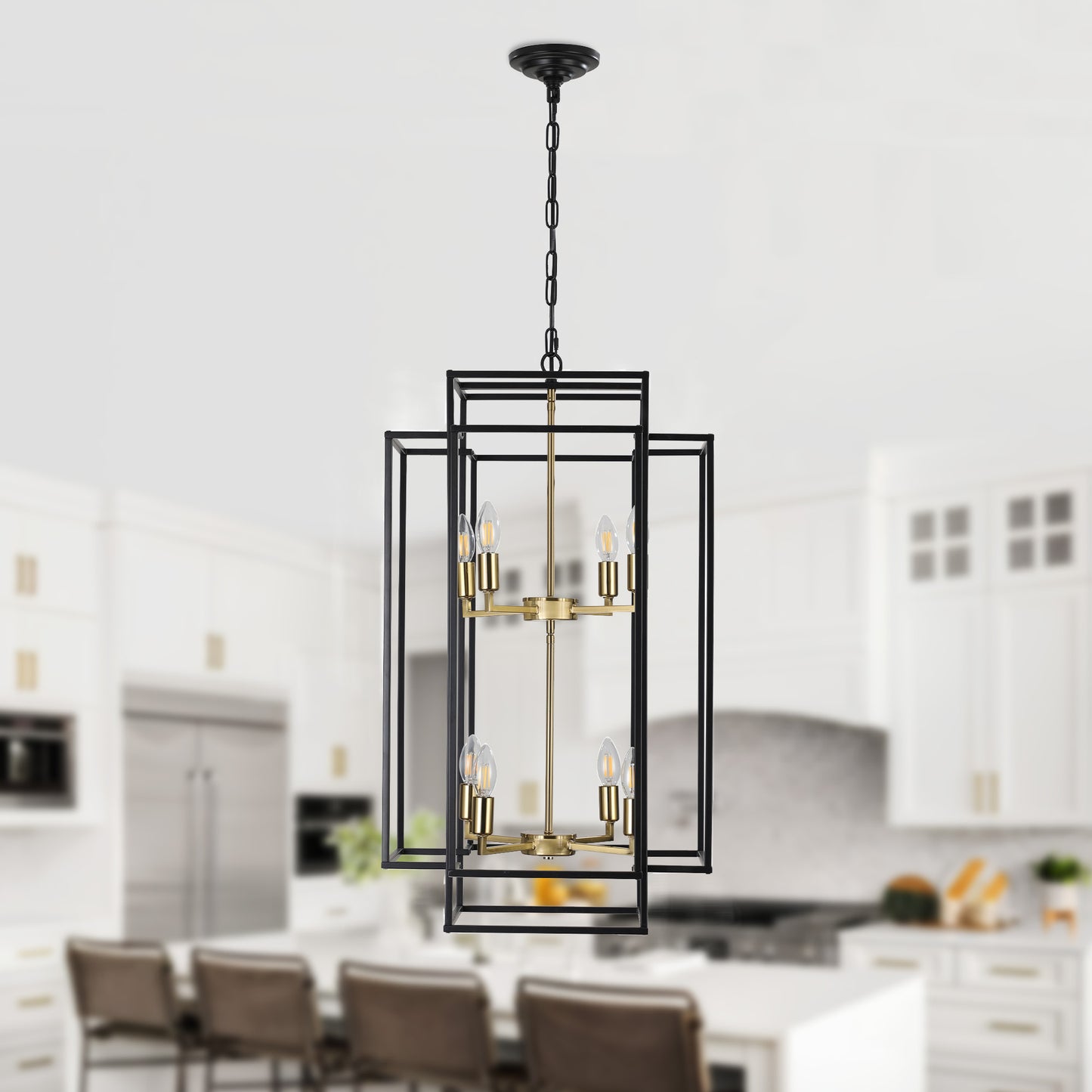 Taimei Astrale 18 in. Modern 8-Light Black Geometric Chandelier