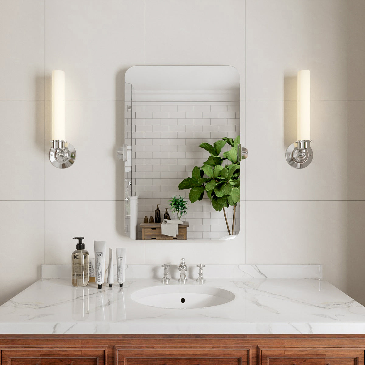 Niveal CM Series Rectangular Framed Tilt Wall Mount Bathroom Vanity Mirror Chrome 20 in. W x 30 in. H 1_dce9d633-e643-4f77-a155-a1959fad2c74