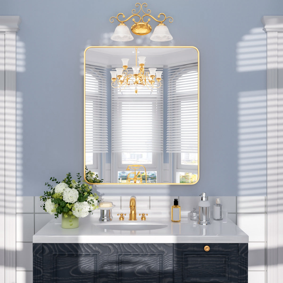 Nivorix NRSM Series Tempered Glass Brushed Nickel Rectangular Framed Wall Bathroom Vanity Mirror Brushed Gold 30 in. W x 36 in. H 1_df45a0d1-267e-4707-a939-c3f487d2933b