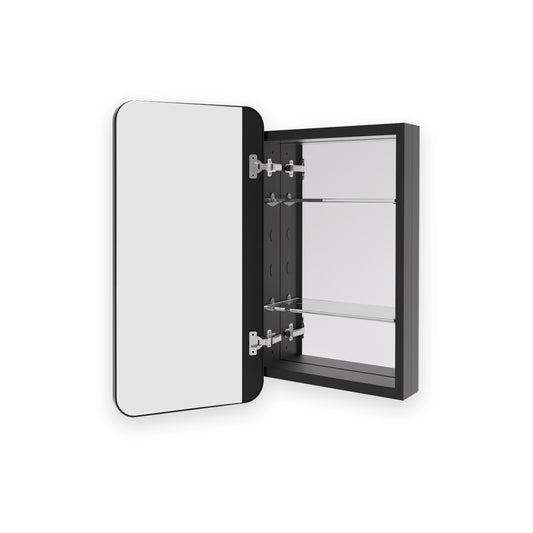TaiMei Multiple Sizes Framed Recessed or Surface-Mount Rectangular Matte Black Aluminum Medicine Cabinet with Mirror