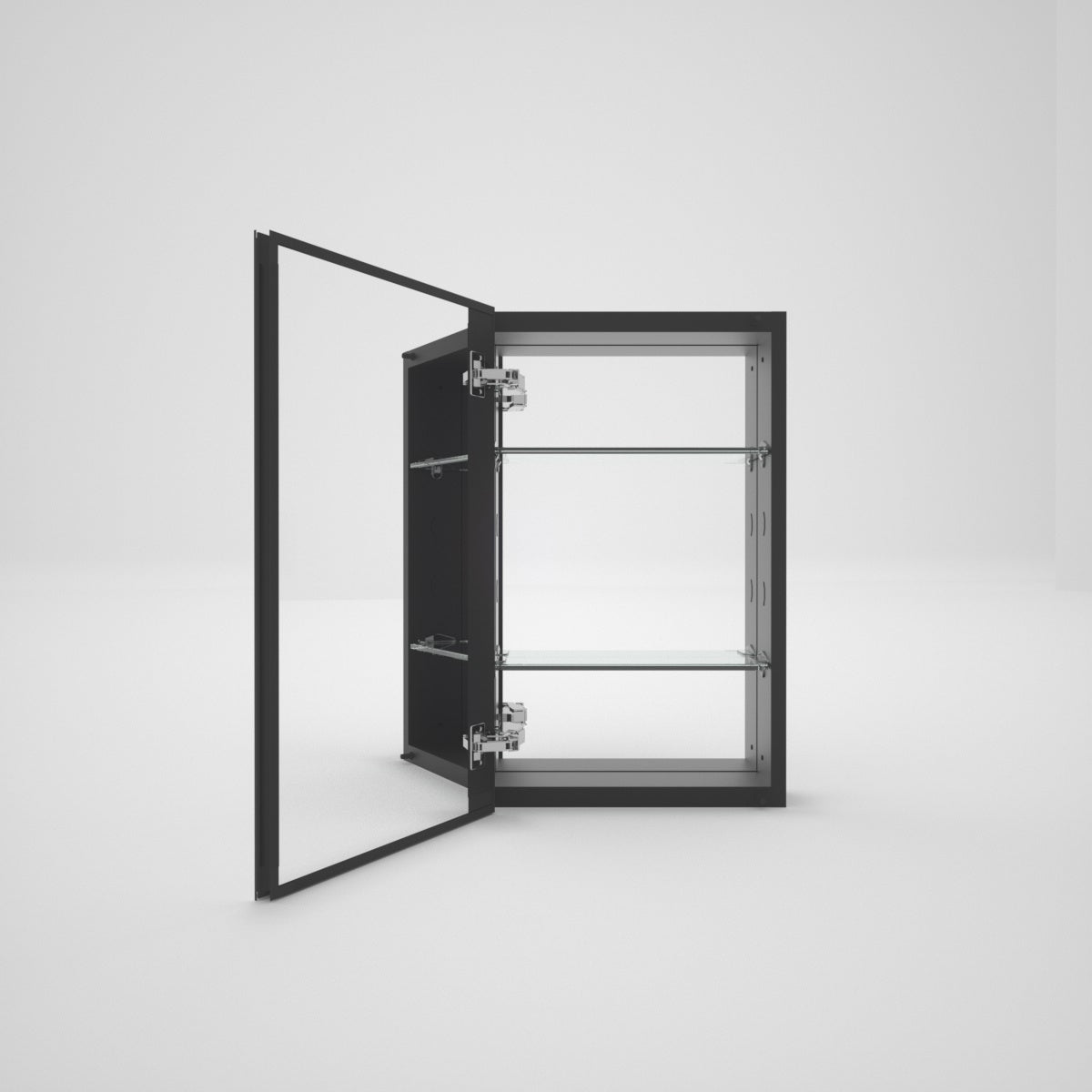 VERGE 15 in. x 24 in. Frameless Recessed or Surface-Mount Beveled Single Mirror Bathroom Medicine Cabinet Matte Black 1_e111d8f7-5e57-4859-a387-acafe29ffc9d