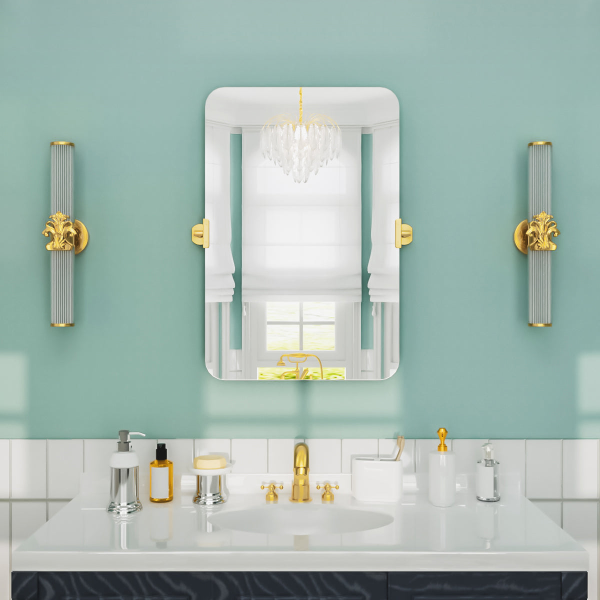 Nivorix NRKT Series Rectangular Framed Tilt Wall Bathroom Vanity Mirror Gold 20 in. W x 30 in. H 1_e51b7be6-c71b-4dee-a8c9-19453a7dba4f