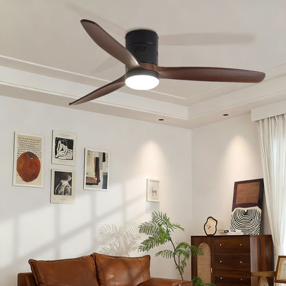 Taimei Ryme 52 in. Flush Mount Ceiling Fan with Light and Remote, DC Motor, Reversible Black Dark Walnut 1_e7829235-a788-48e0-ad53-04dd3c3a76ac